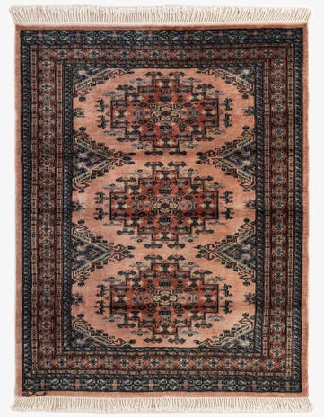 4' 4 x 5' 5 Hand Knotted Bokhara Oriental Wool Rug