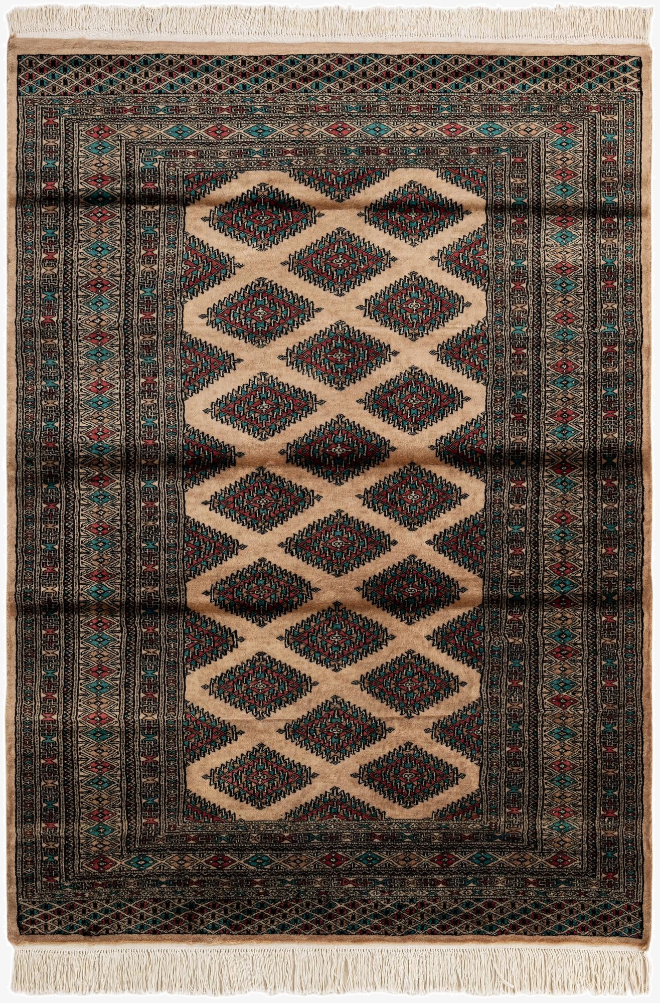 4' 3 x 5' 10  Hand Knotted Bokhara Oriental Wool Rug