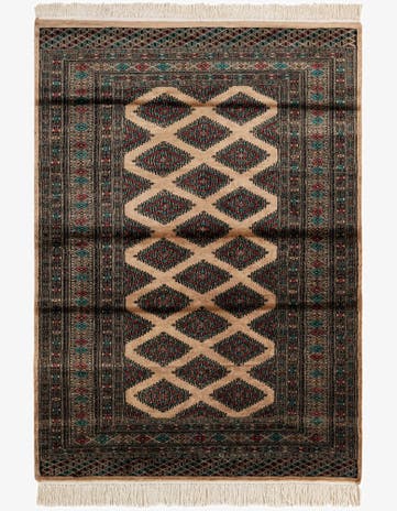 4' 3 x 5' 10 Hand Knotted Bokhara Oriental Wool Rug