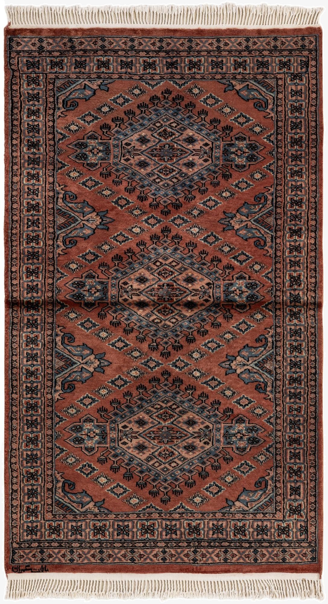 3' 2 x 5' 4  Hand Knotted Bokhara Oriental Wool Rug