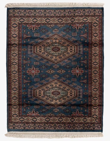 4' 3 x 5' 6 Hand Knotted Bokhara Oriental Wool Rug
