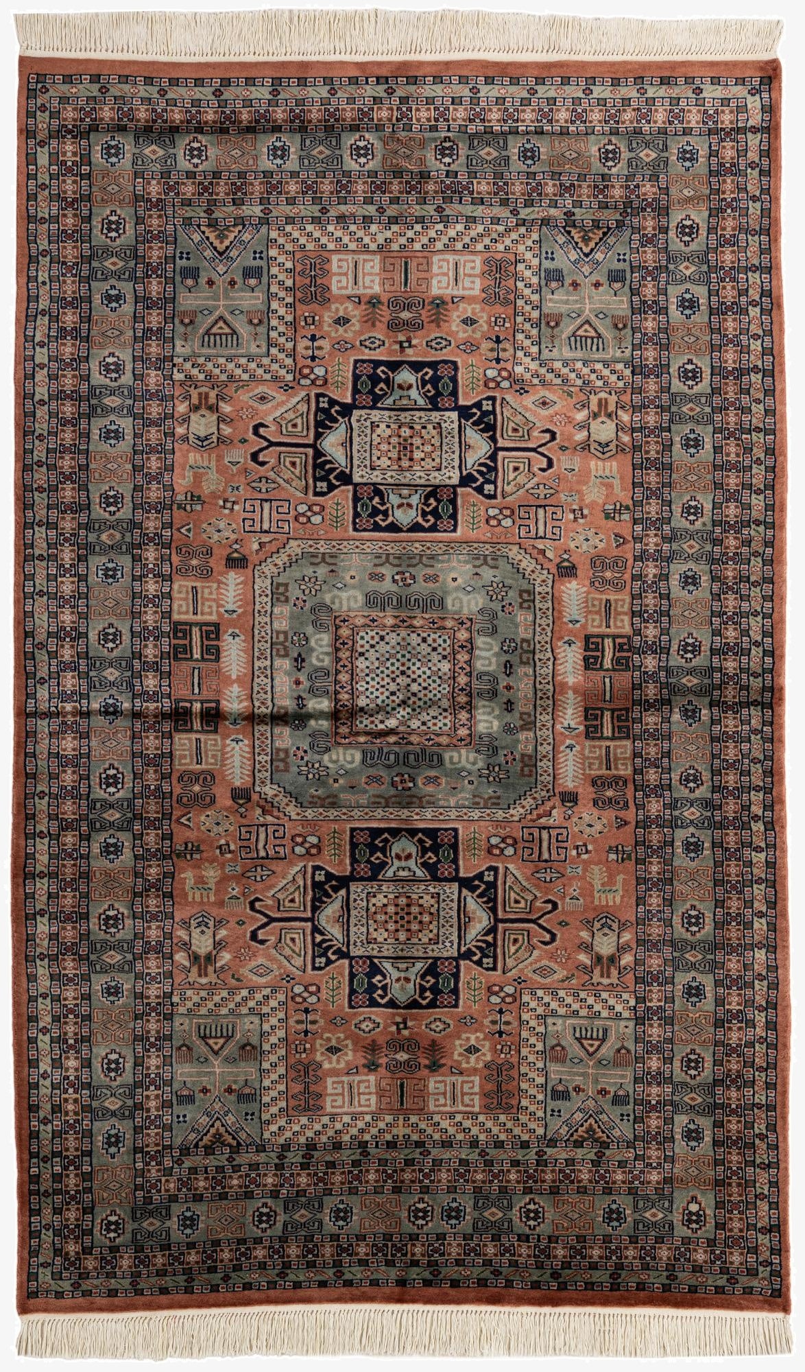 5' 4 x 8' 8  Hand Knotted Bokhara Oriental Wool Rug