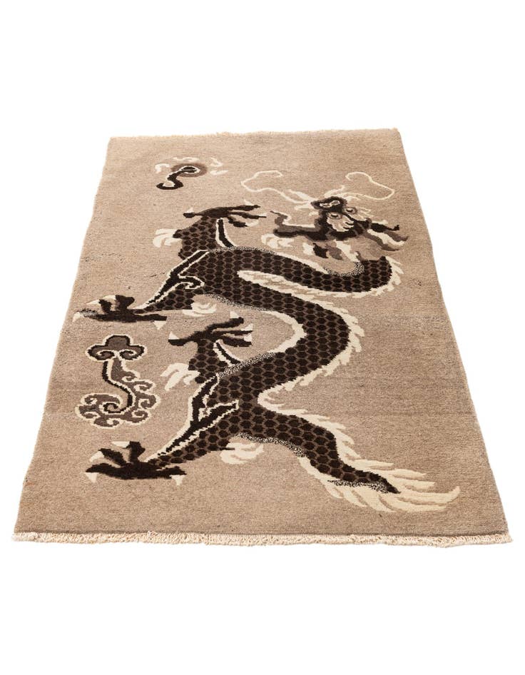 Detail image of 3' 1 x 5' 7  Hand Knotted Carved Pekin Oriental Wool Rug