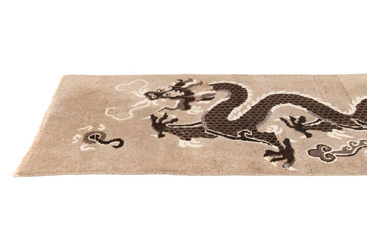 Detail image of 3' 1 x 5' 7 Hand Knotted Carved Pekin Oriental Wool Rug