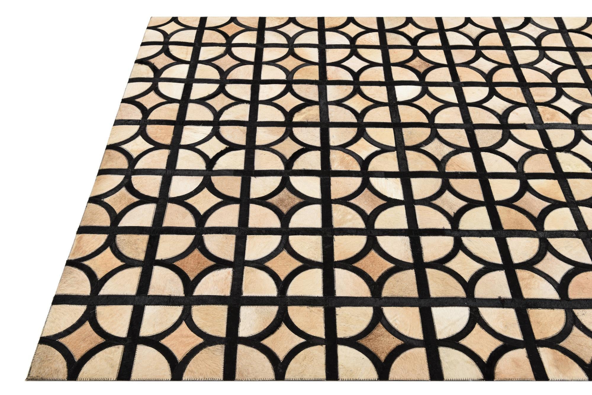 5' x 7' 10 Cowhide Leather Rug