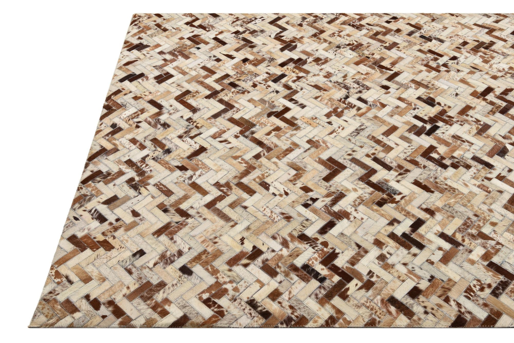 5' 2 x 8' Cowhide Leather Rug