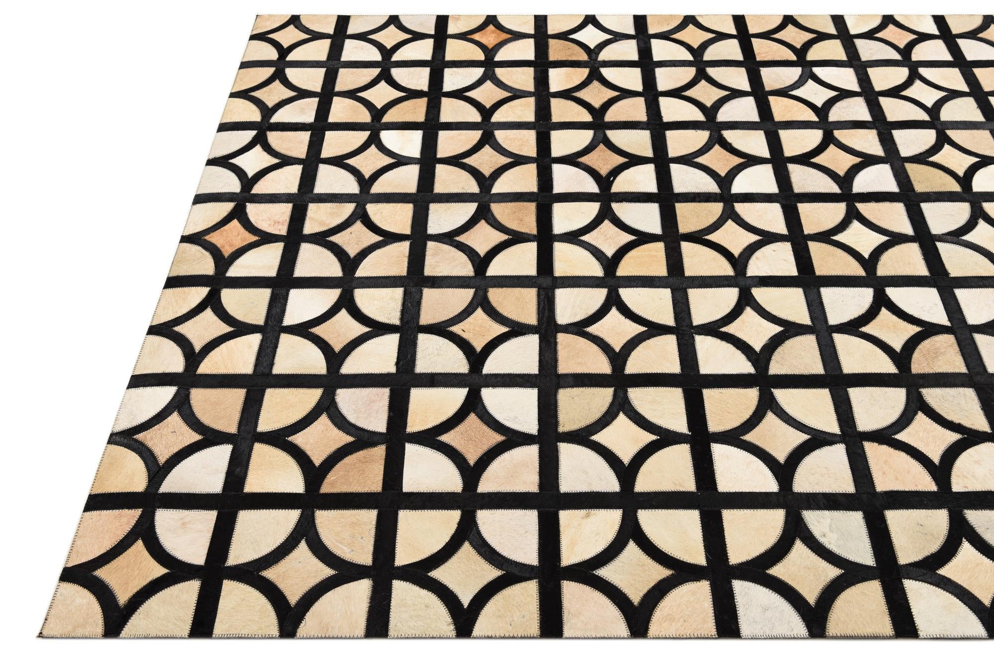 5' x 7' 10 Cowhide Leather Rug