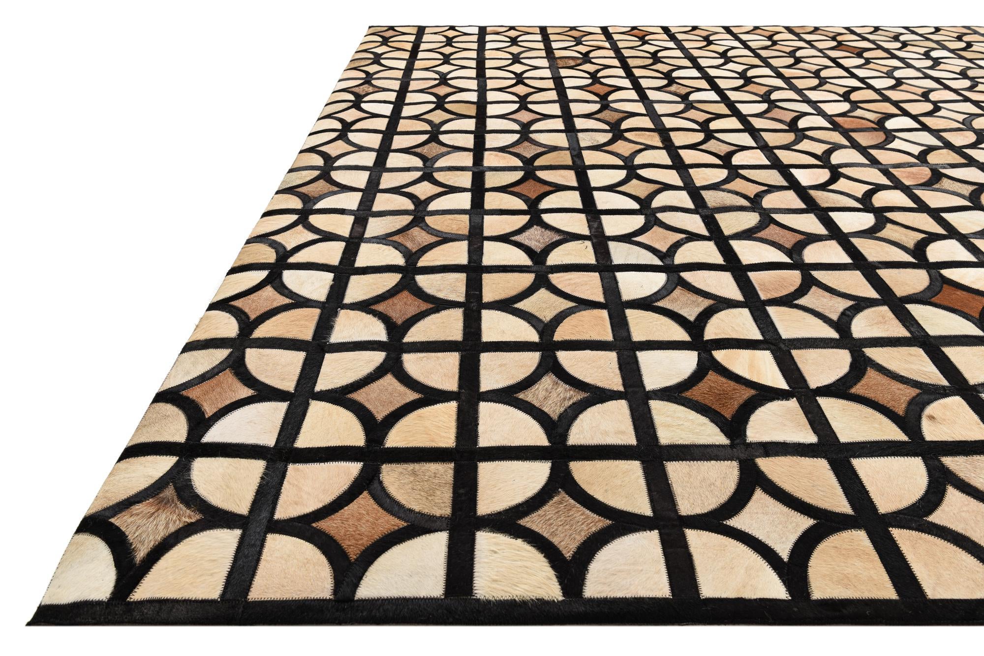 8' 1 x 10' Cowhide Leather Rug