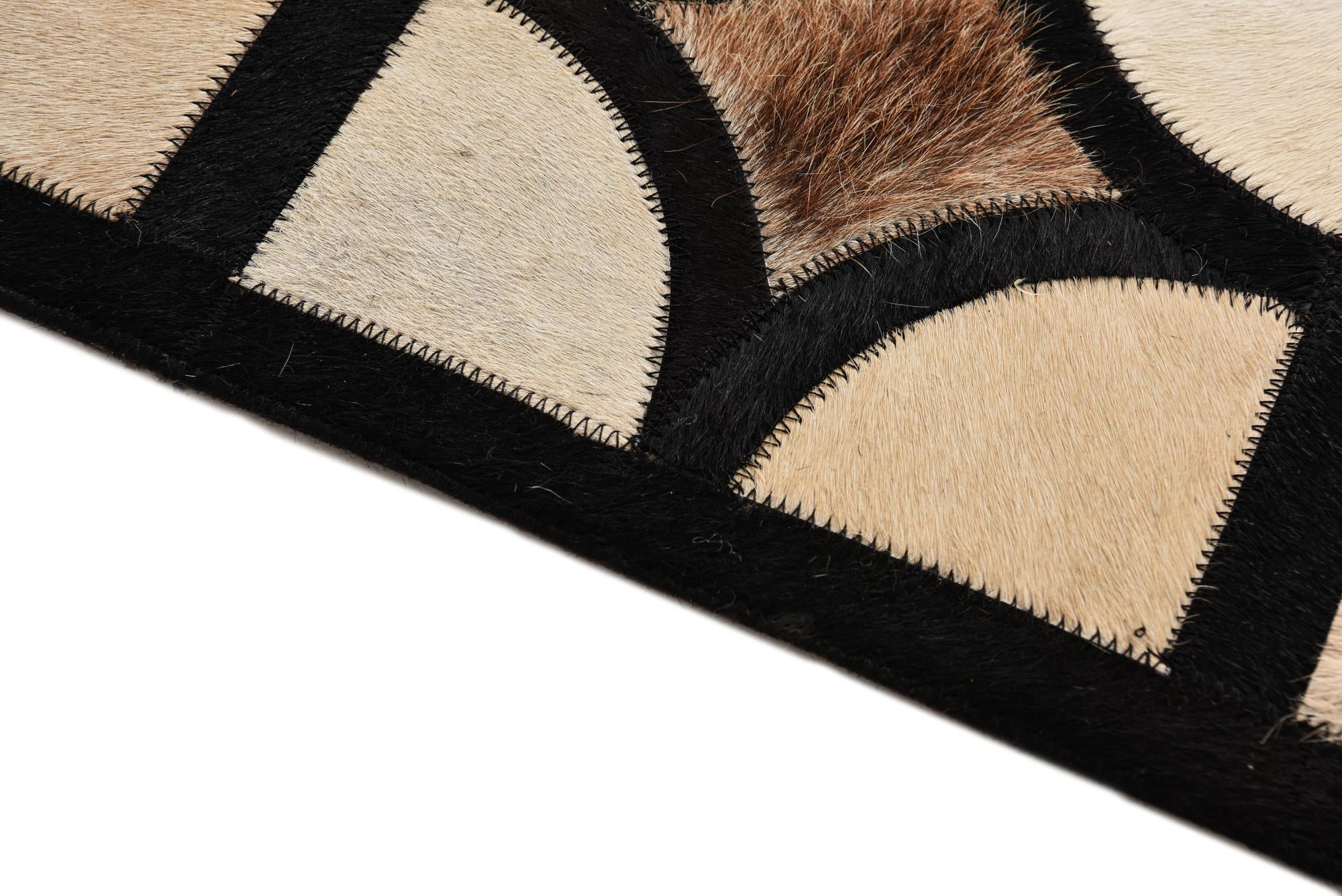 8' 1 x 10' Cowhide Leather Rug