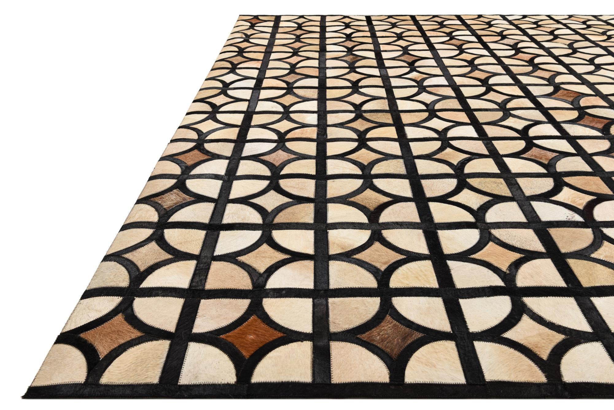 8' 2 x 10' Cowhide Leather Rug