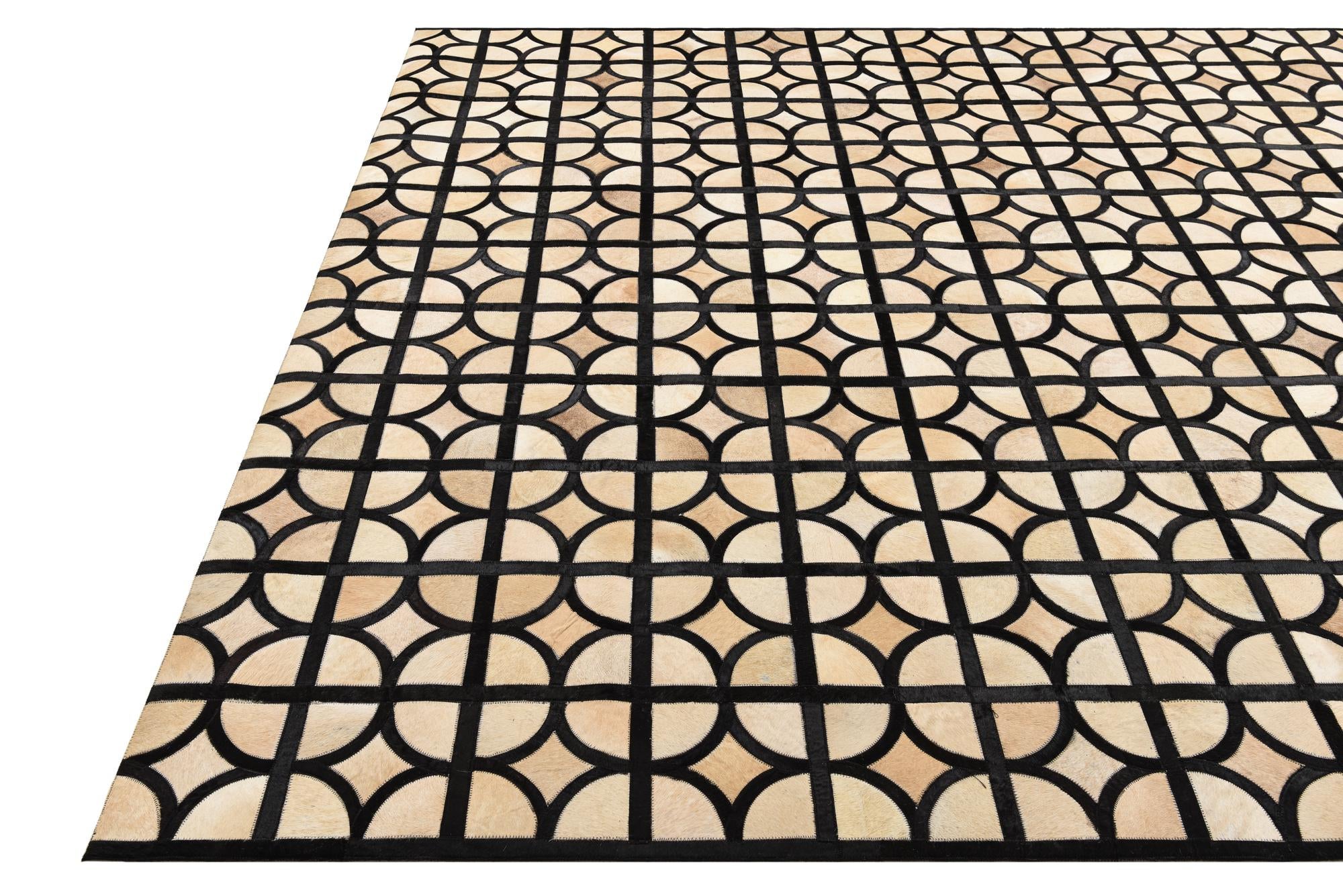 8' 1 x 10' Cowhide Leather Rug