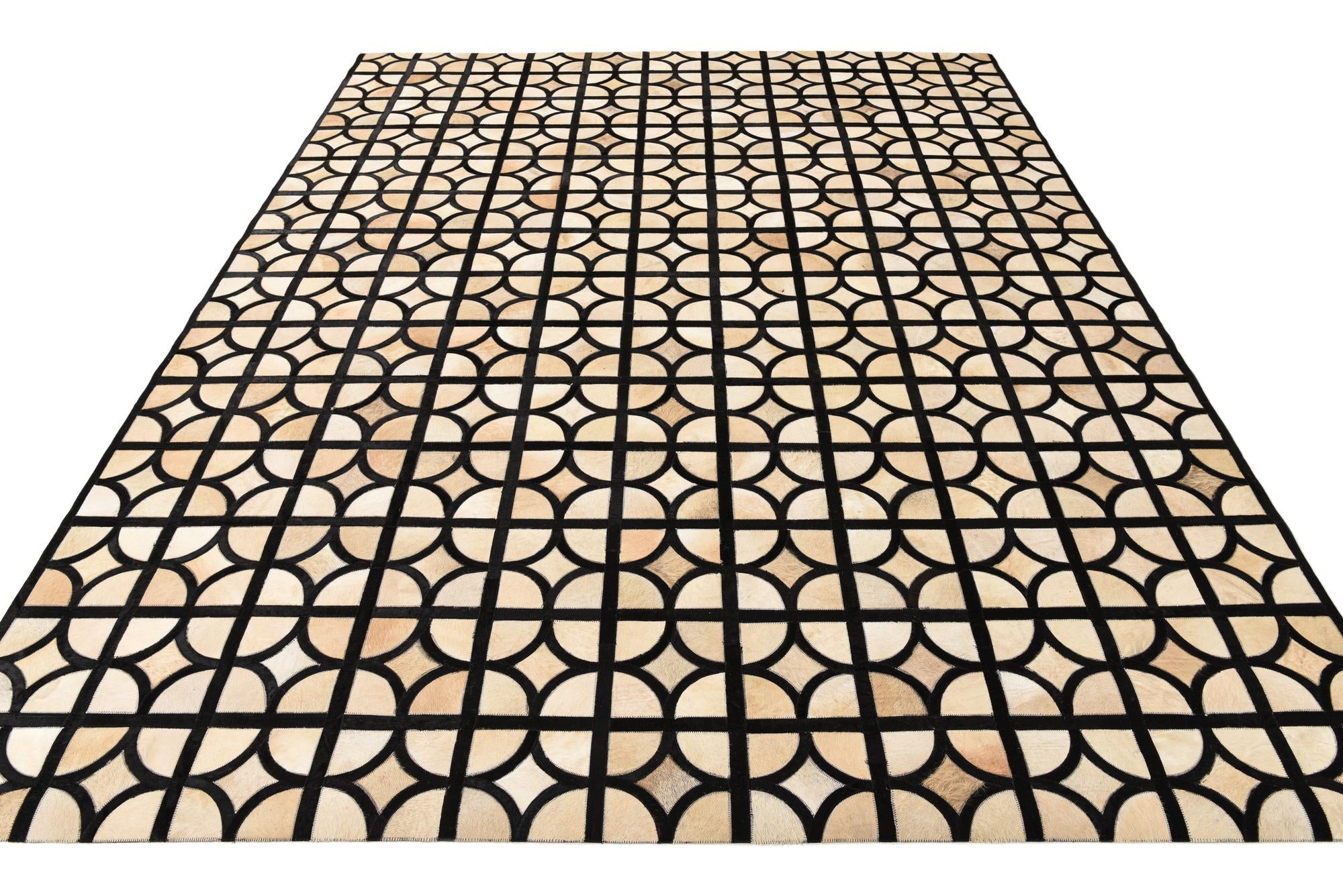 8' 1 x 10' Cowhide Leather Rug