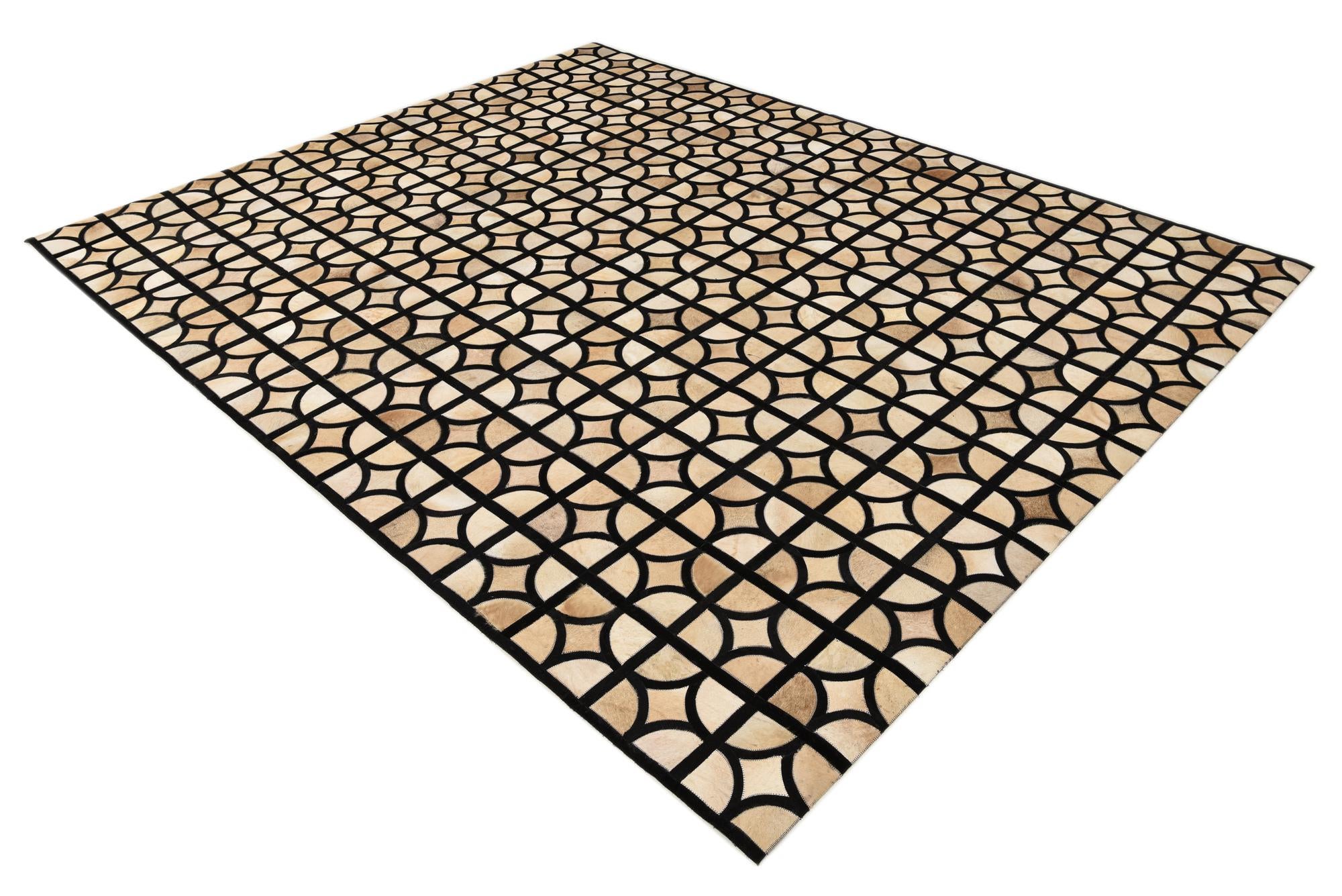 8' 1 x 10' Cowhide Leather Rug