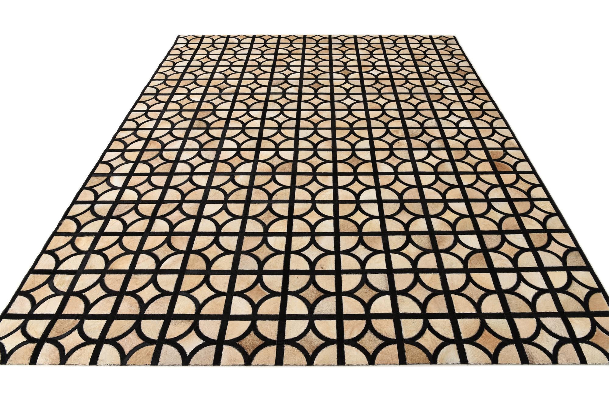 8' 1 x 10' Cowhide Leather Rug