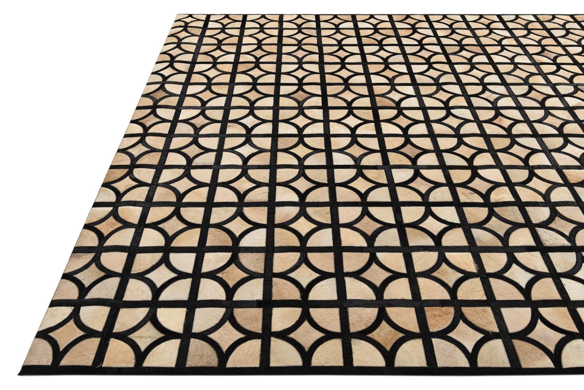 8' 1 x 10' Cowhide Leather Rug