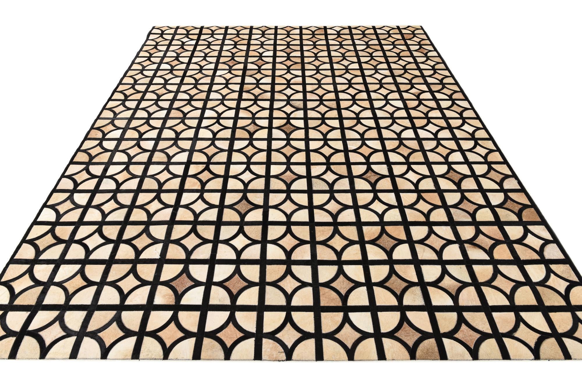 8' 1 x 10' Cowhide Leather Rug