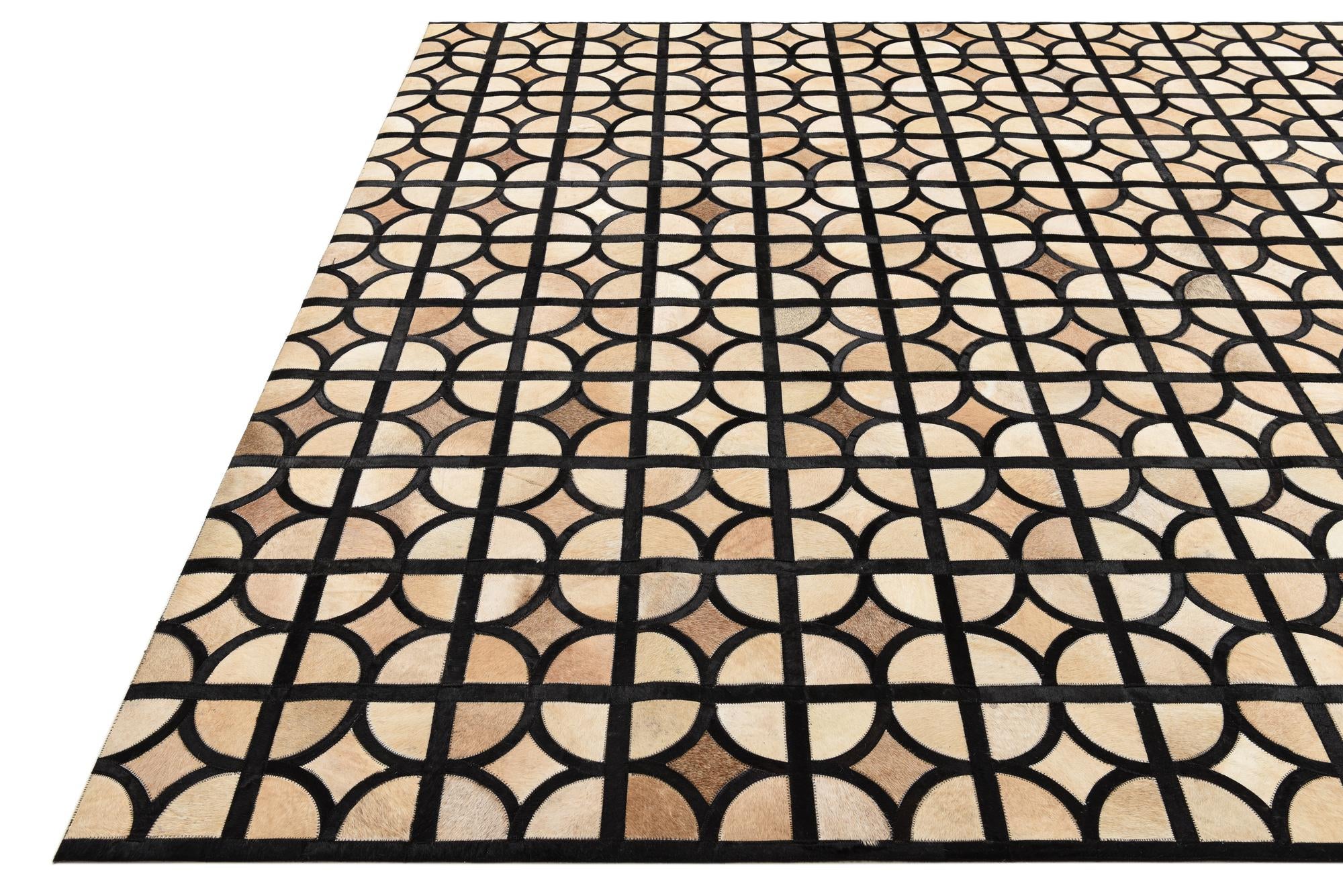 8' 1 x 10' Cowhide Leather Rug