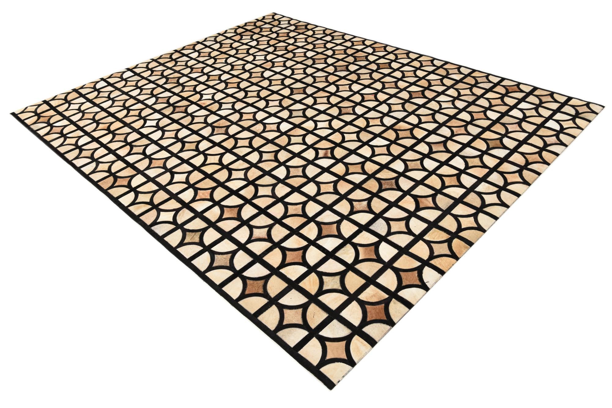 8' 1 x 10' Cowhide Leather Rug