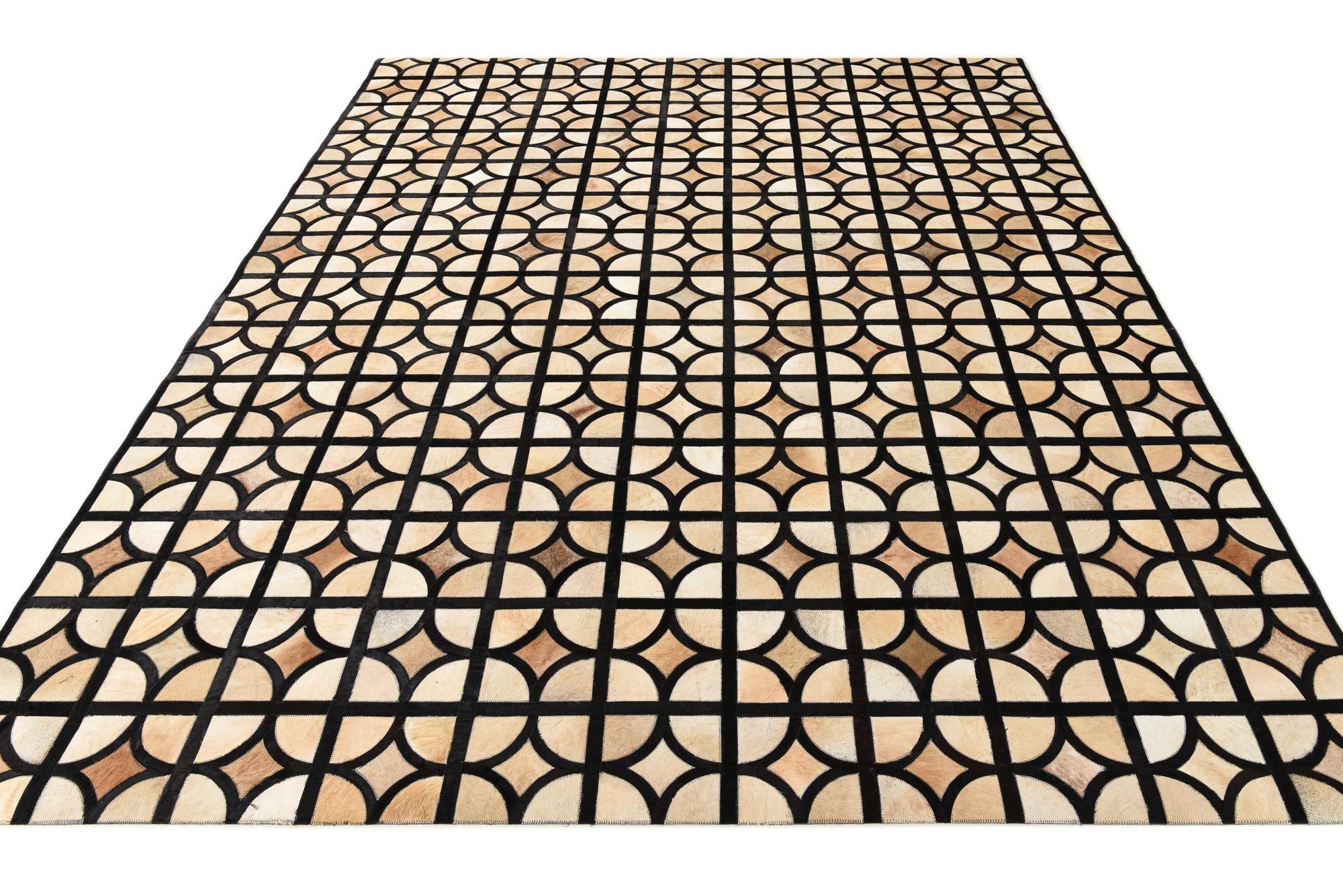8' 1 x 10' Cowhide Leather Rug