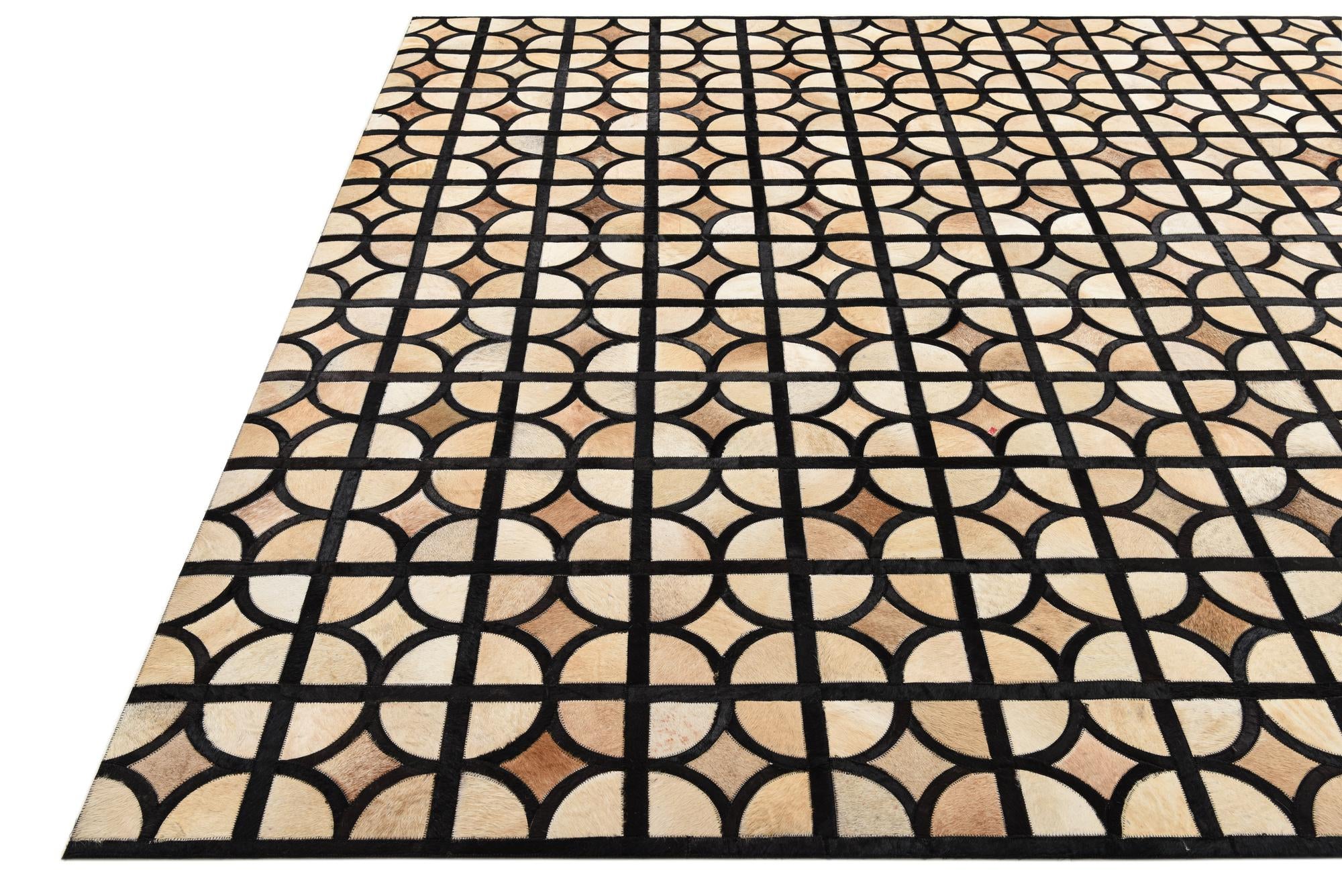 8' 1 x 10' Cowhide Leather Rug