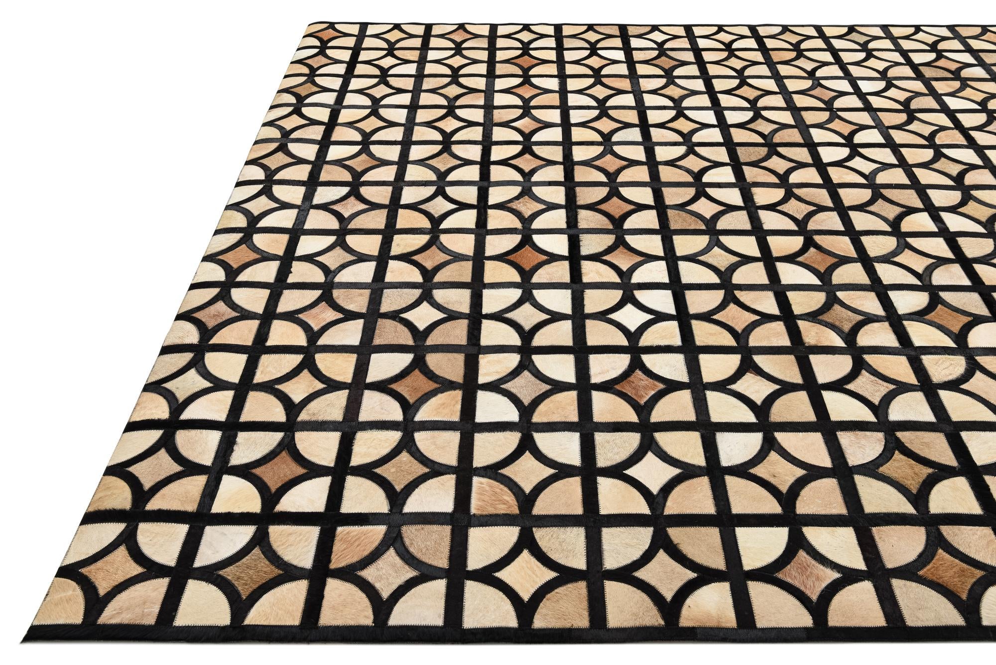 8' 1 x 10' Cowhide Leather Rug