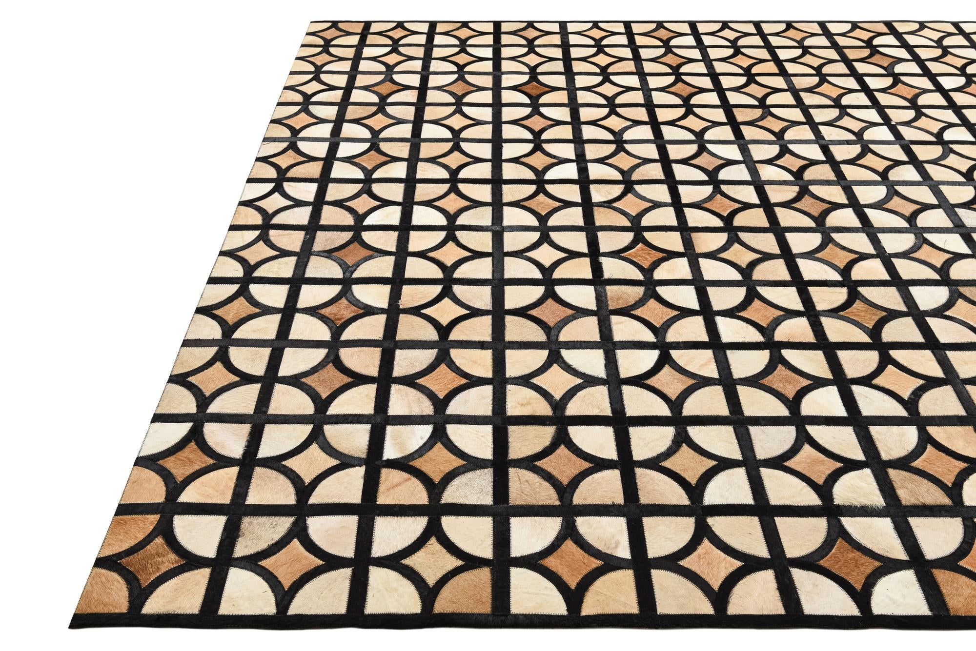 8' 2 x 10' 1 Cowhide Leather Rug