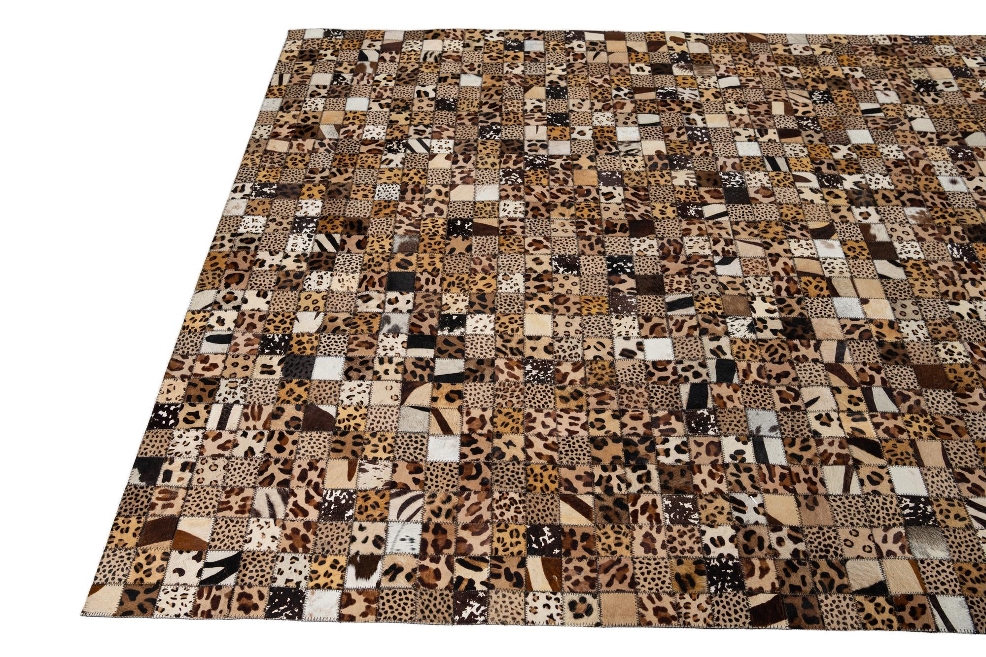 5' 1 x 8' 1 Cowhide Leather Rug