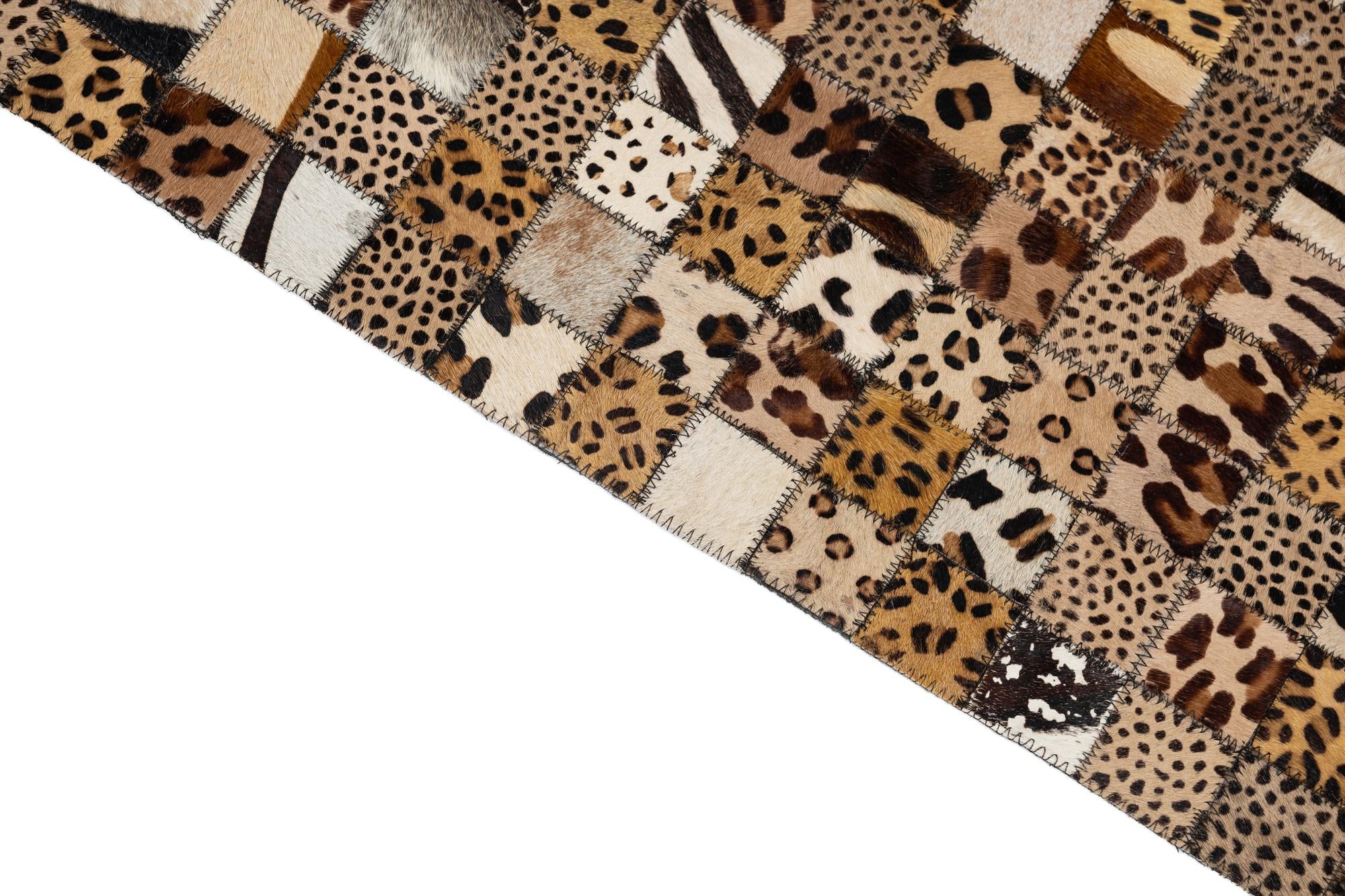 5' 1 x 8' 1 Cowhide Leather Rug