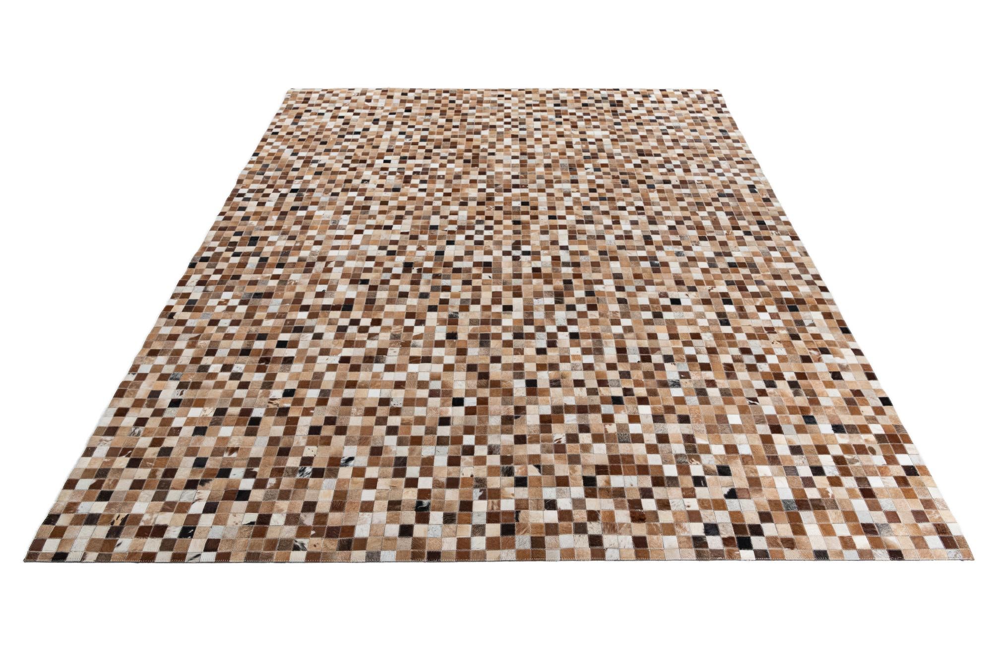 8' 1 x 9' 10 Cowhide Leather Rug