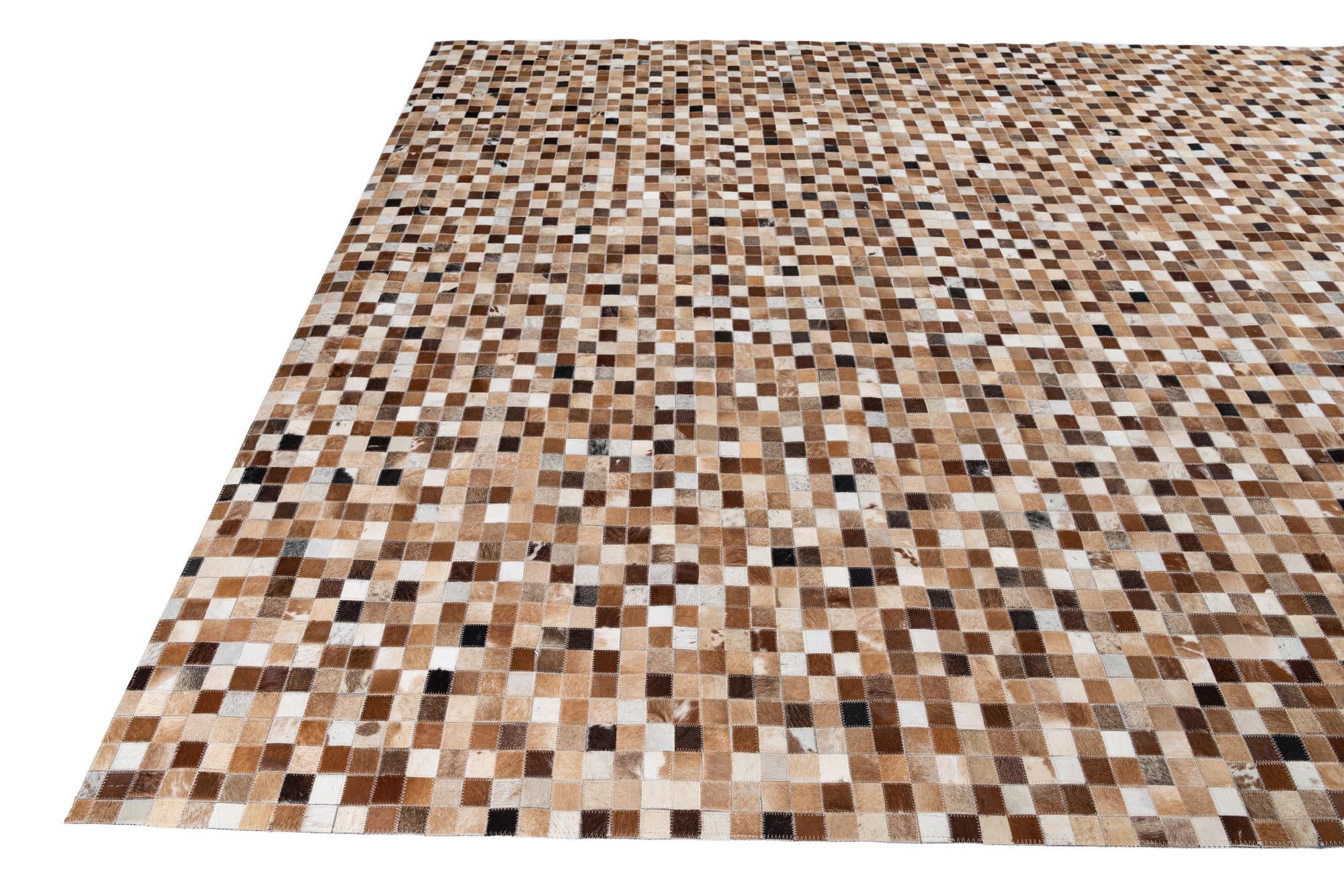 8' 1 x 9' 10 Cowhide Leather Rug