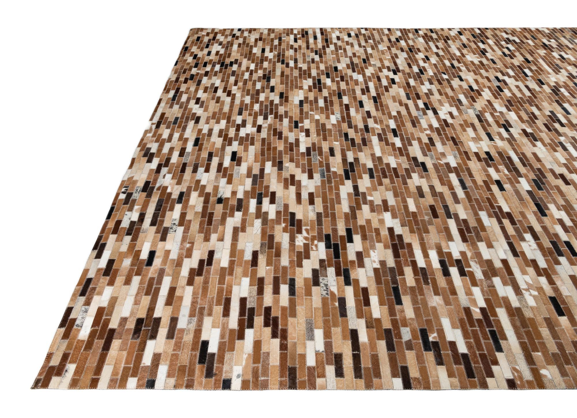 8' 1 x 9' 9 Cowhide Leather Rug