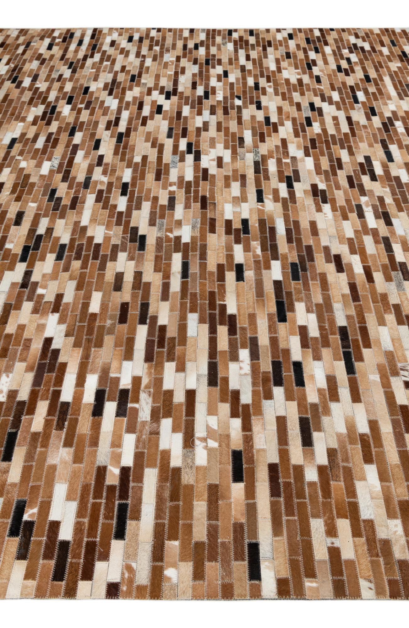 8' 1 x 9' 9 Cowhide Leather Rug