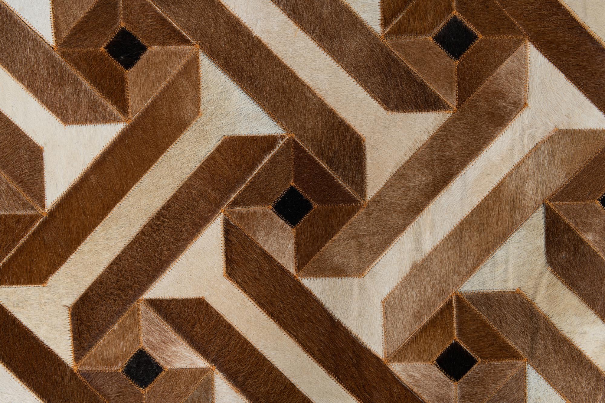 5' 1 x 8' 1 Cowhide Leather Rug