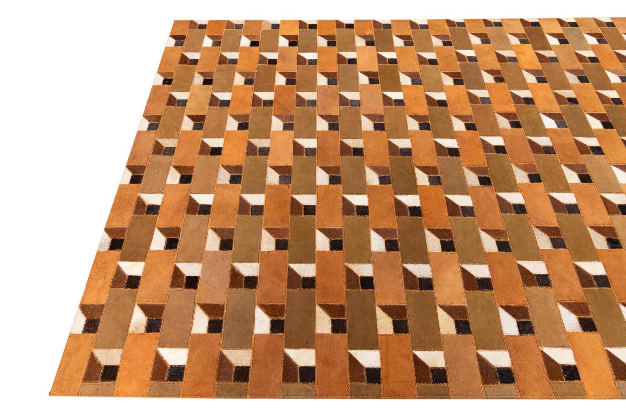 5' x 7' 10 Cowhide Leather Rug