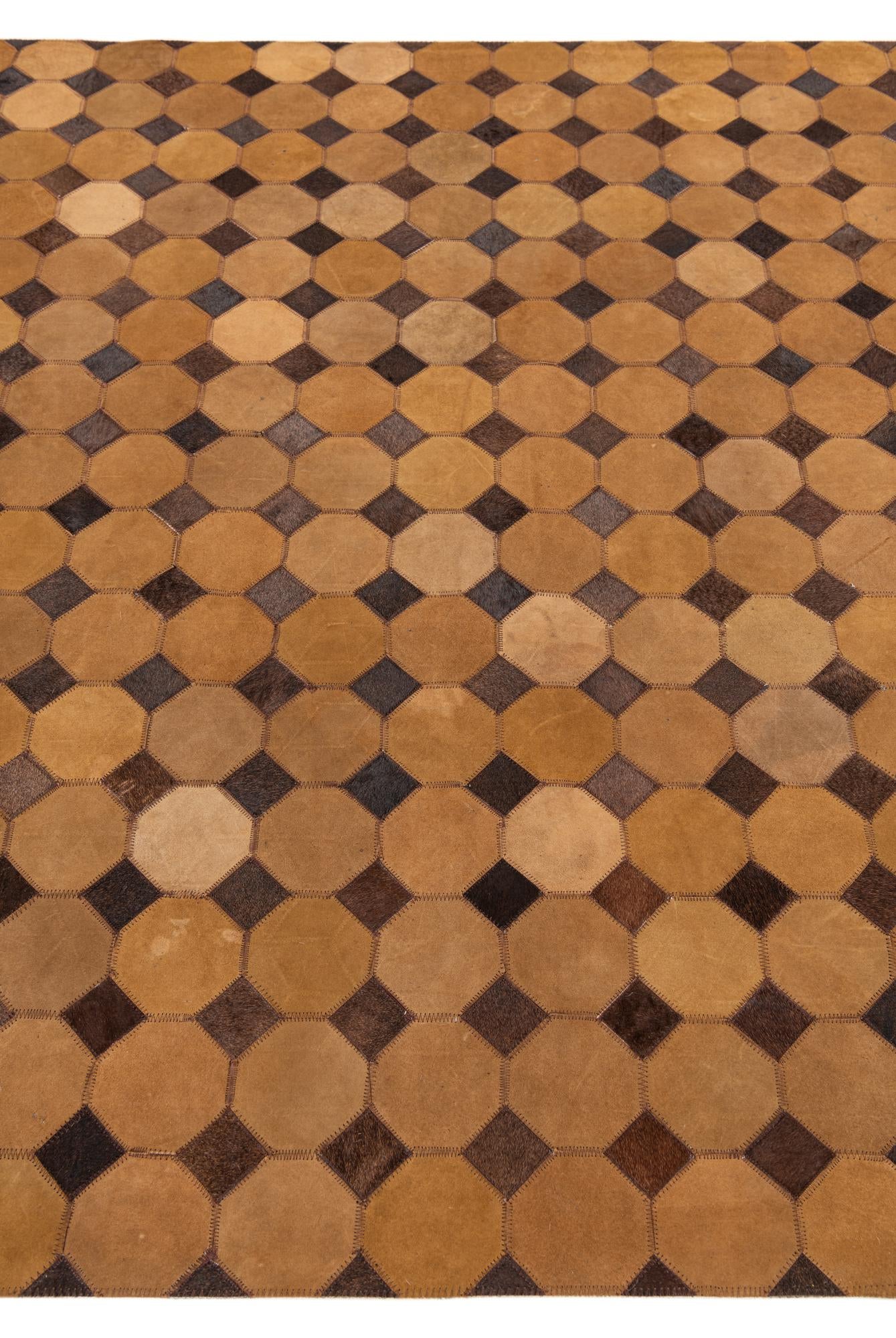 5' 2 x 8' 2 Cowhide Leather Rug
