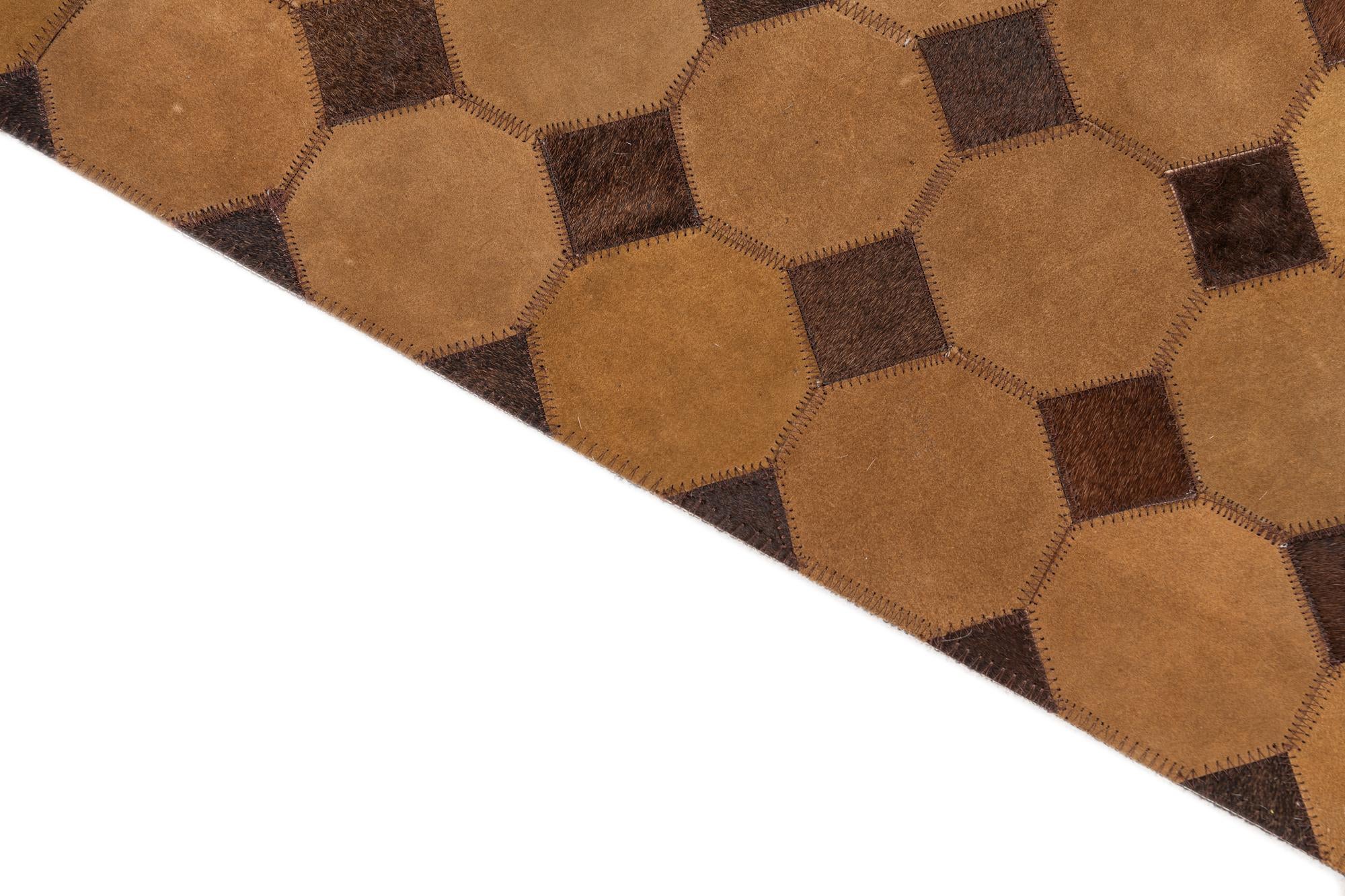 5' 2 x 8' 2 Cowhide Leather Rug