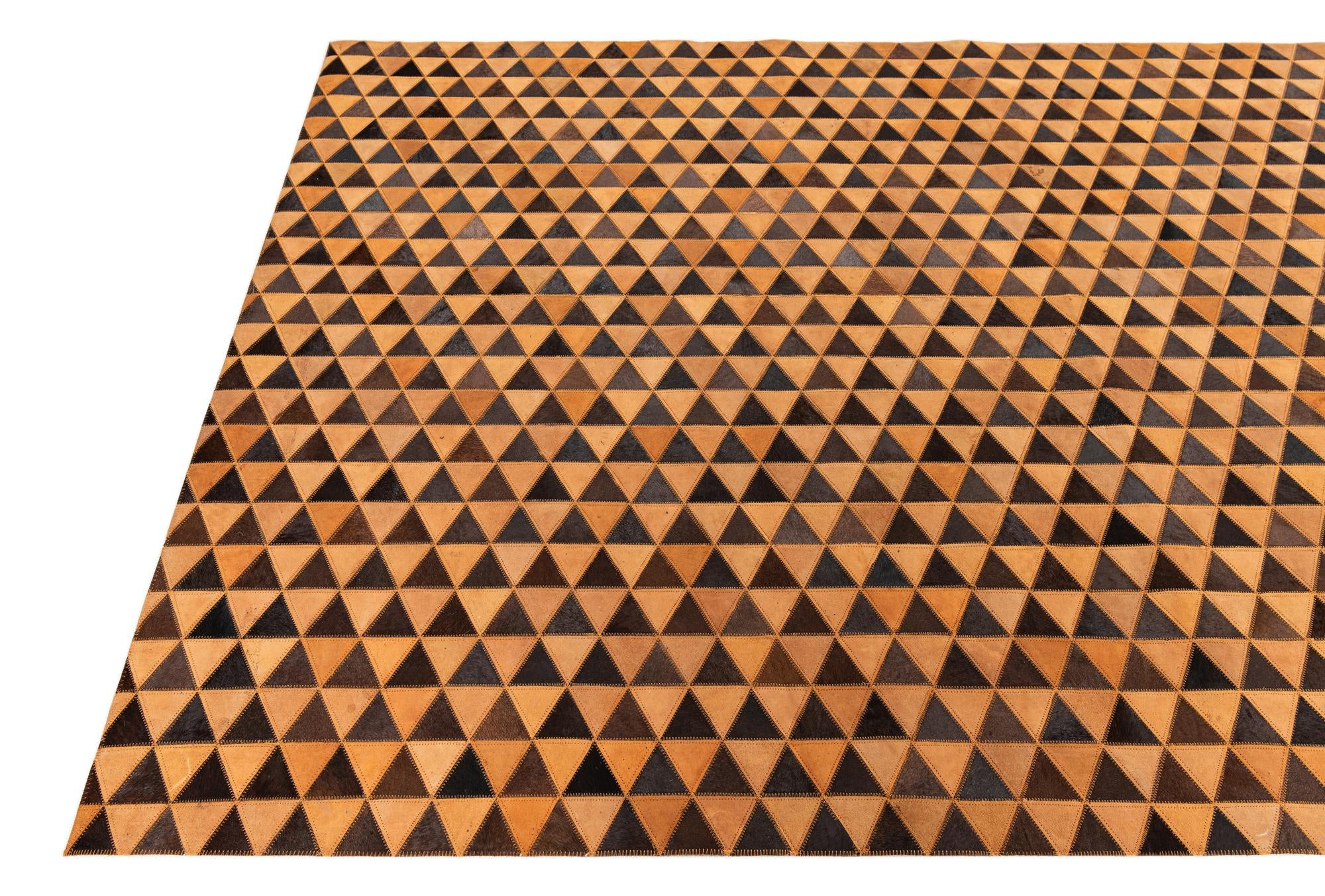 5' 2 x 8' 1 Cowhide Leather Rug