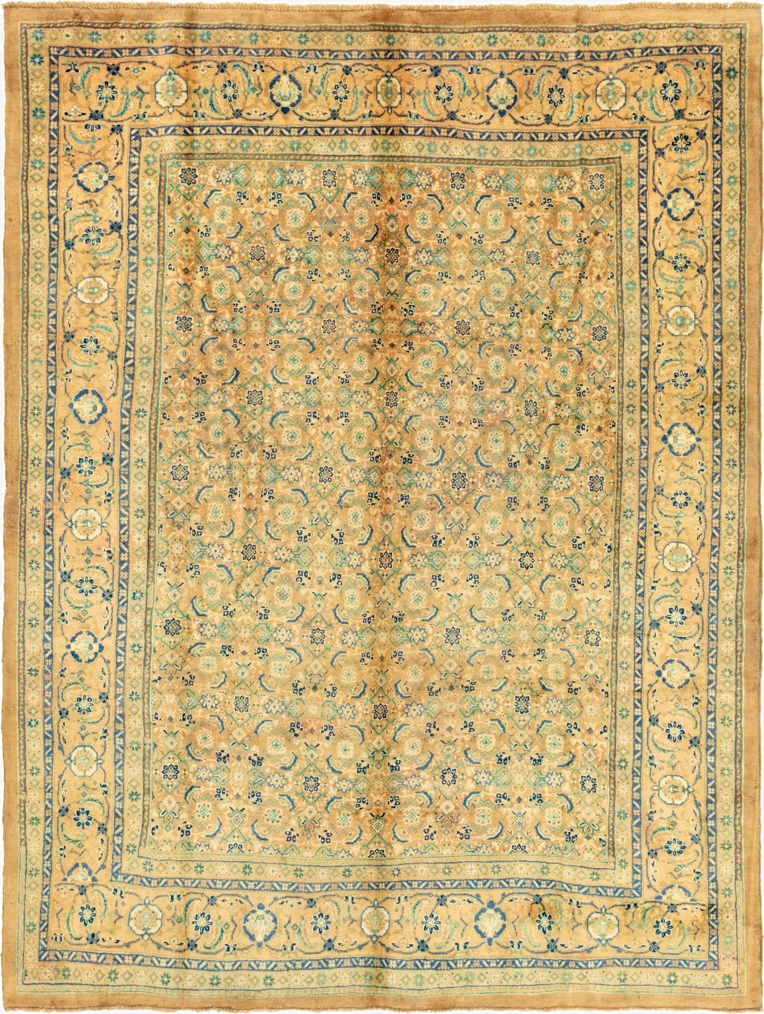 9' 5 x 12' 5  Hand Knotted Farahan Persian Wool Rug