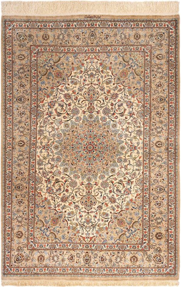 Detail image of 3' 3 x 4' 11 Ghom Silk Rug