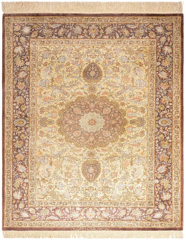Detail image of 3' 4 x 5' Ghom Silk Rug