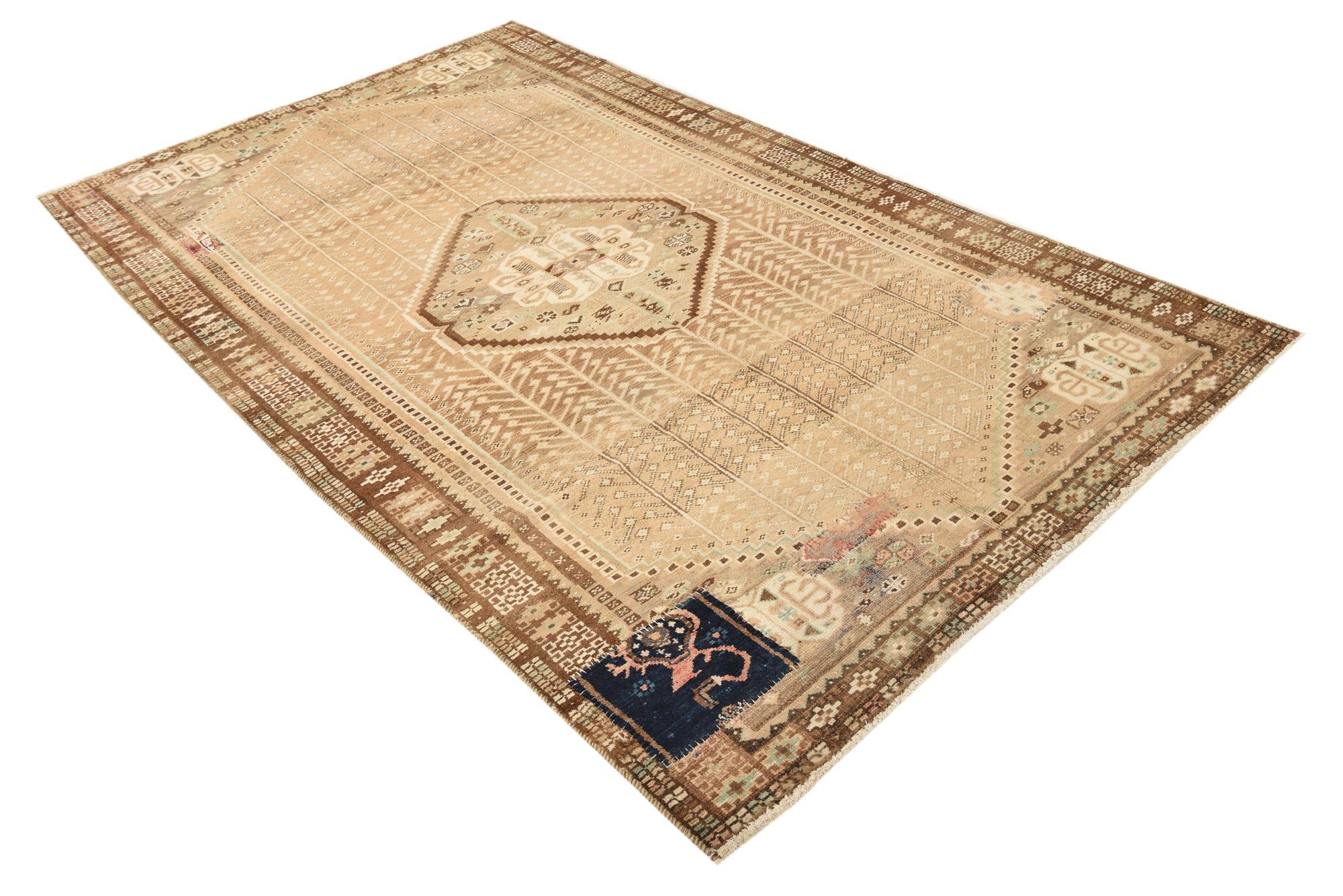 5' x 8' 4 Hand Knotted Hamedan Persian Wool Rug
