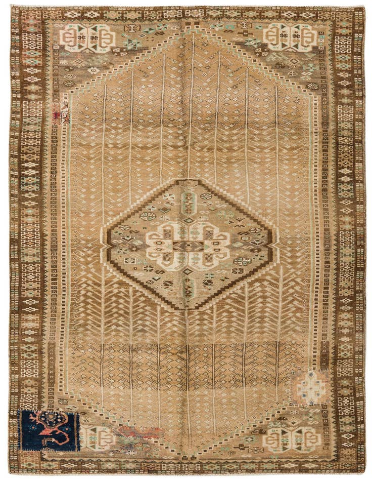 Detail image of 5' x 8' 4 Hand Knotted Hamedan Persian Wool Rug