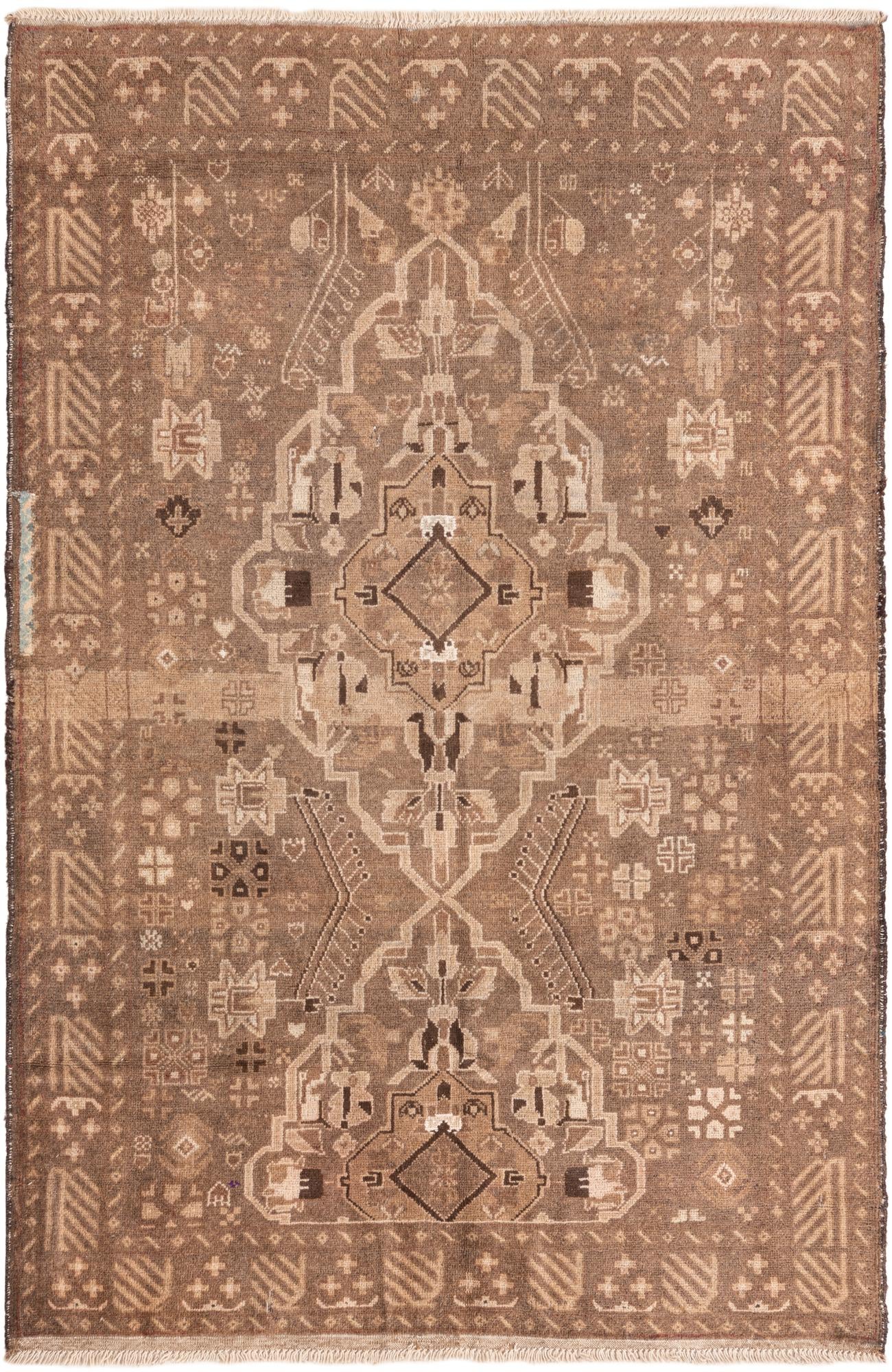 4' x 6' 1 Hand Knotted Hamedan Persian Wool Rug