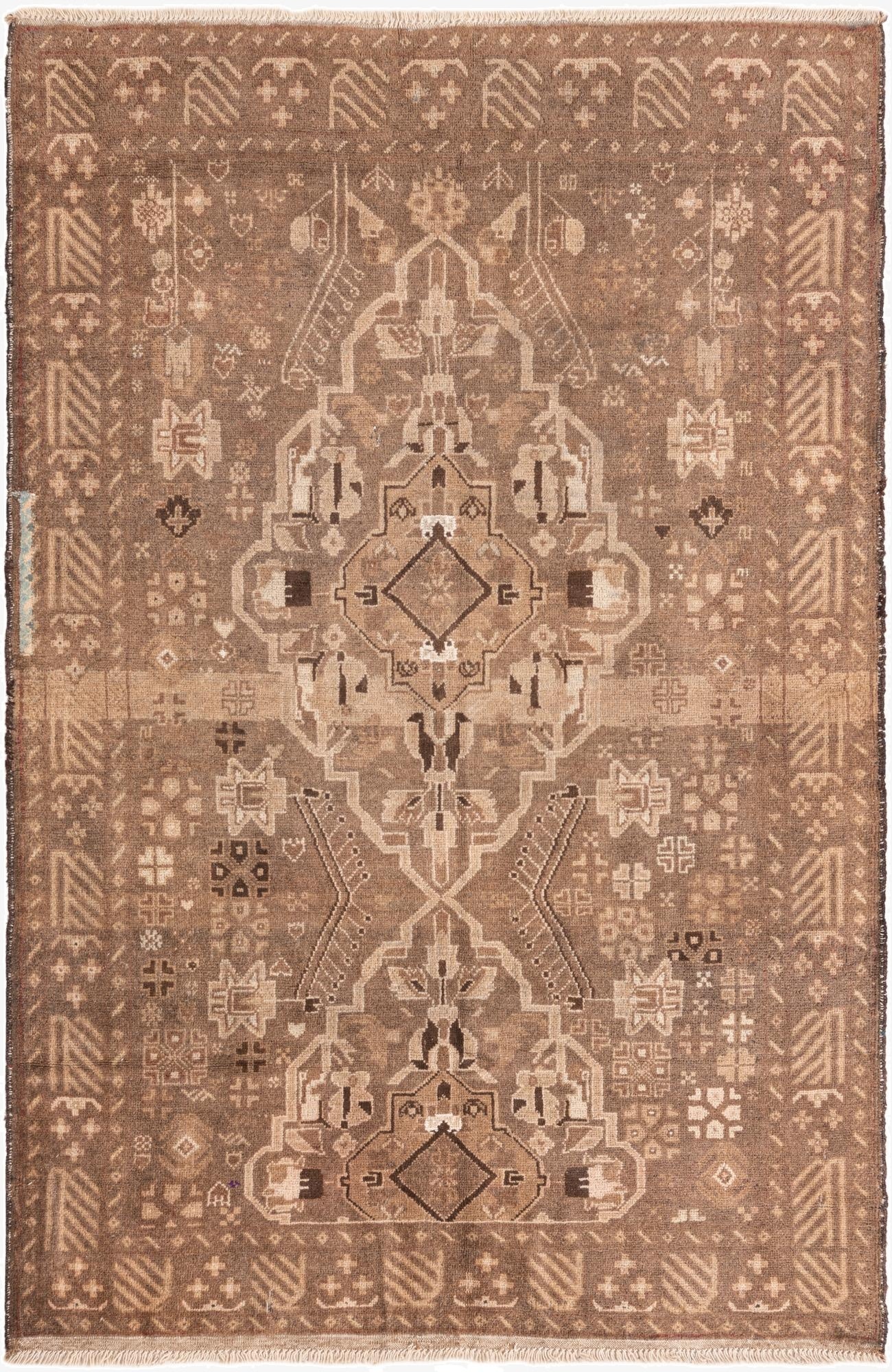 4' x 6' 1  Hand Knotted Hamedan Persian Wool Rug