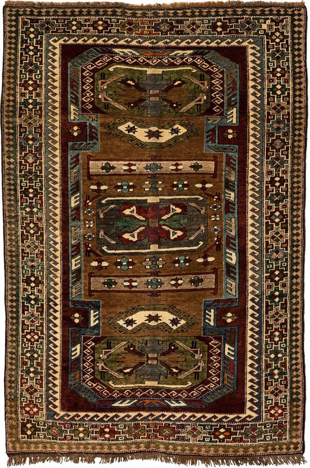 Detail image of 4' 7 x 6' 10 Hand Knotted Kars Wool Rug