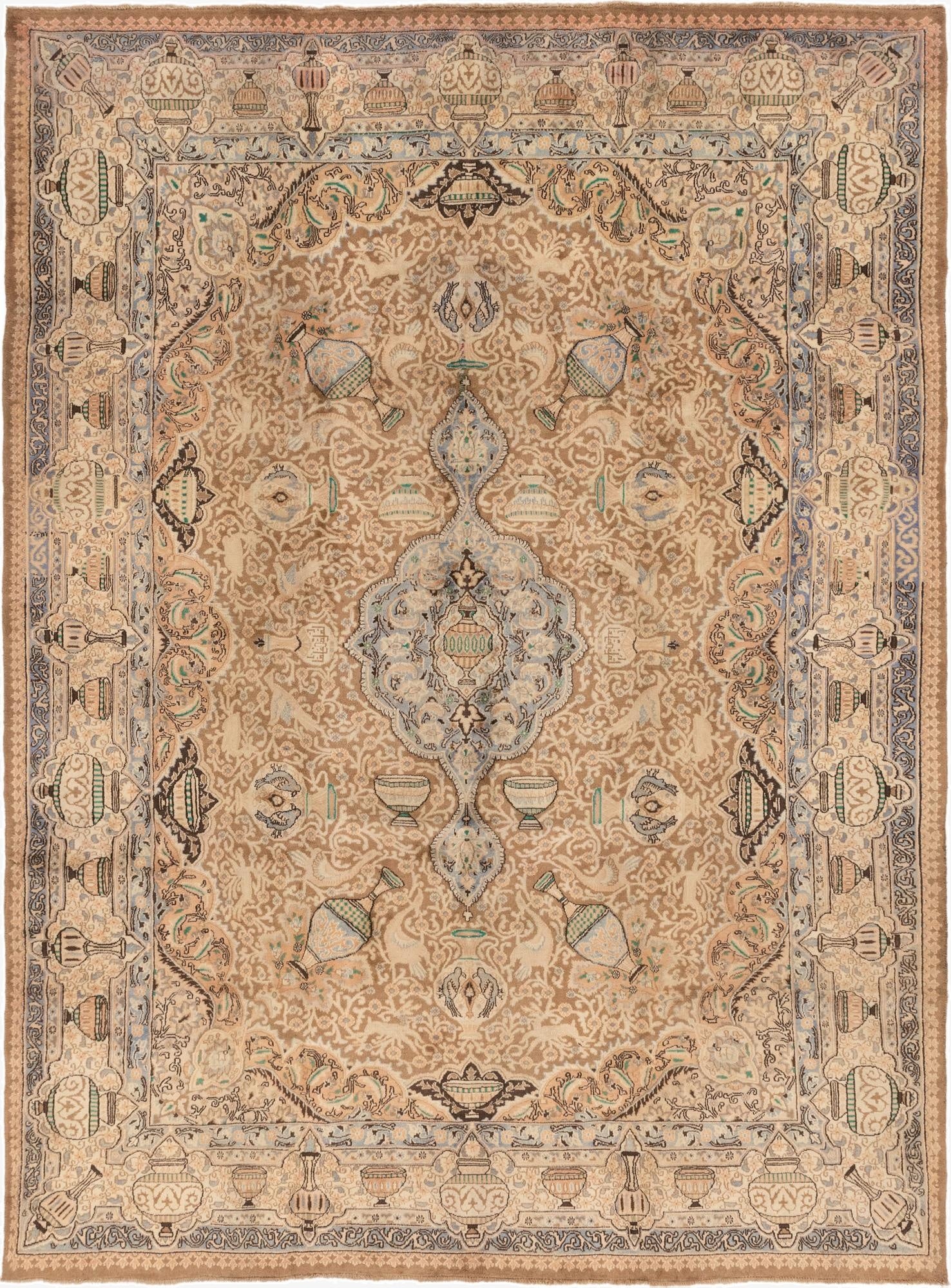 9' 8 x 12' 10  Hand Knotted Kashmar Persian Wool Rug