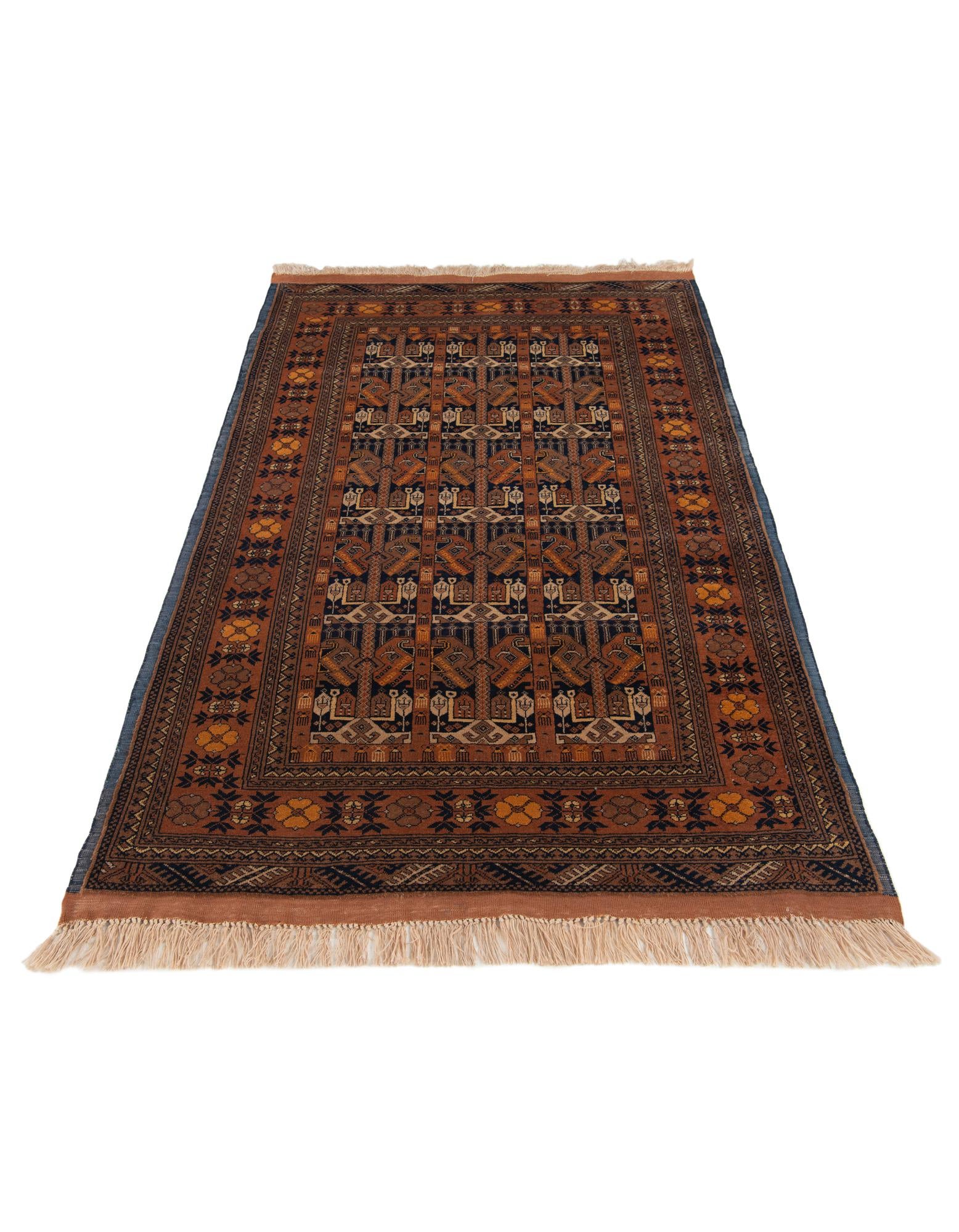4' x 6' 4 Hand Knotted Kashmir Oriental Wool Rug