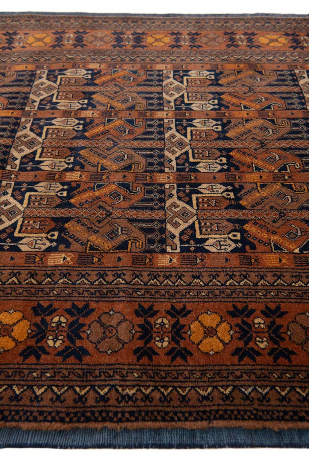Detail image of 4' x 6' 4 Hand Knotted Kashmir Oriental Wool Rug