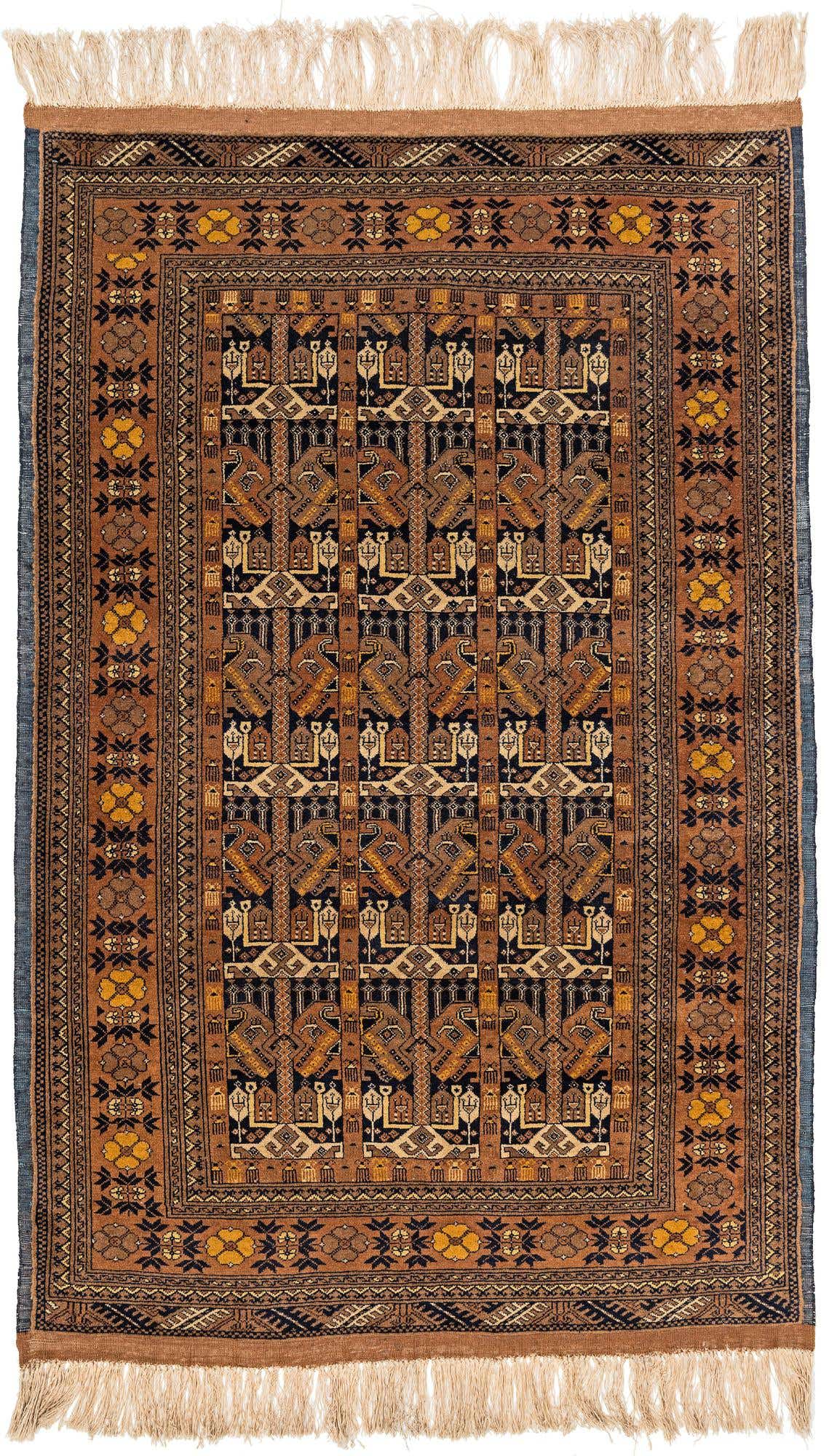 4' x 6' 4 Hand Knotted Kashmir Oriental Wool Rug