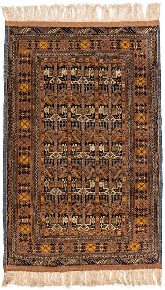 Detail image of 4' x 6' 4 Hand Knotted Kashmir Oriental Wool Rug